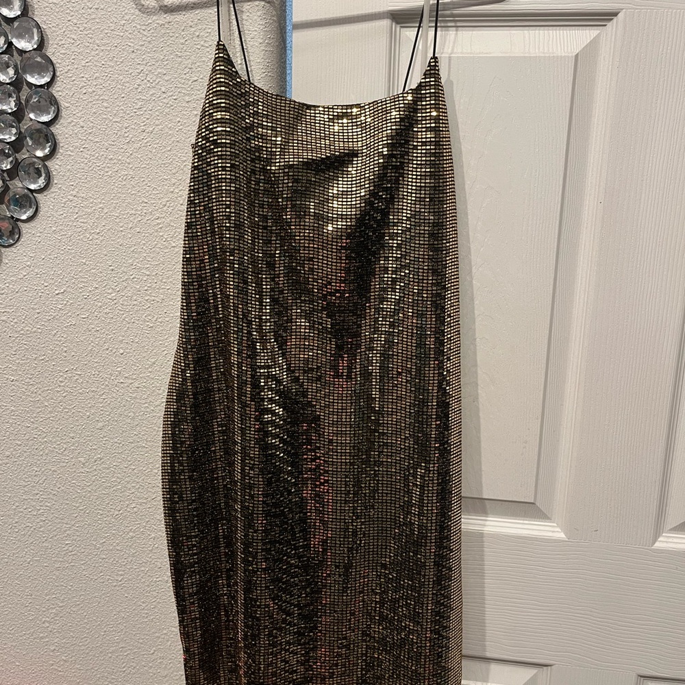 Almost Famous Gold Sequin Dress